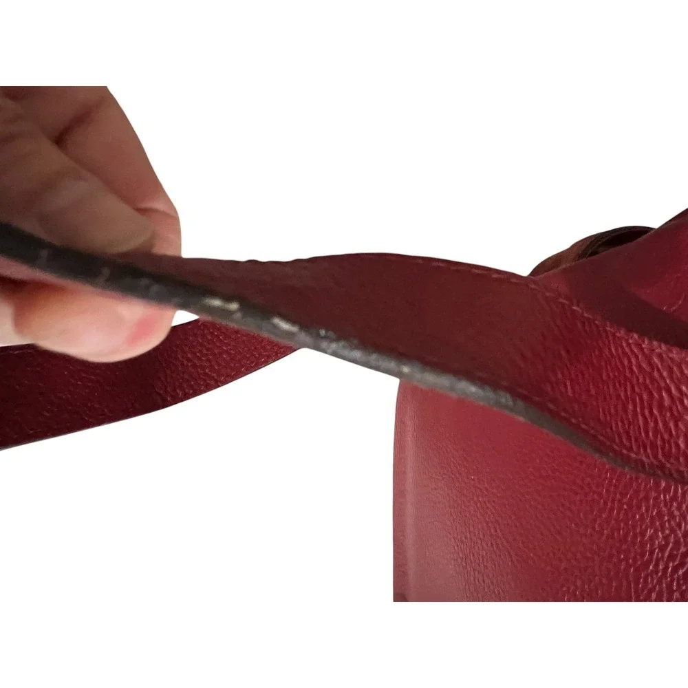 Michael Kors Abbey Red Pebbled Leather Backpack Travel Bag Classic Minimalist - Picture 9 of 13